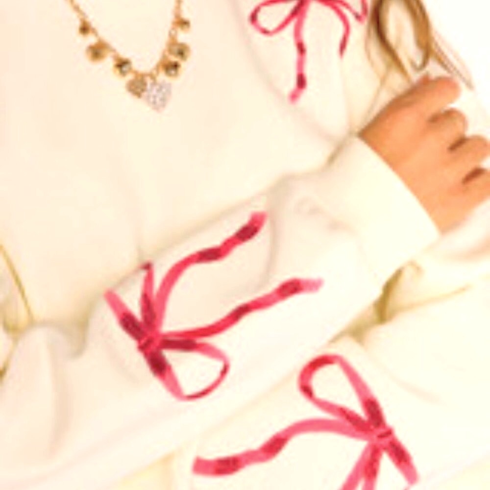 NWT Francesca's Longsleeve Crewneck Embroidered Bow Sweatshirt Size S - Picture 4 of 9